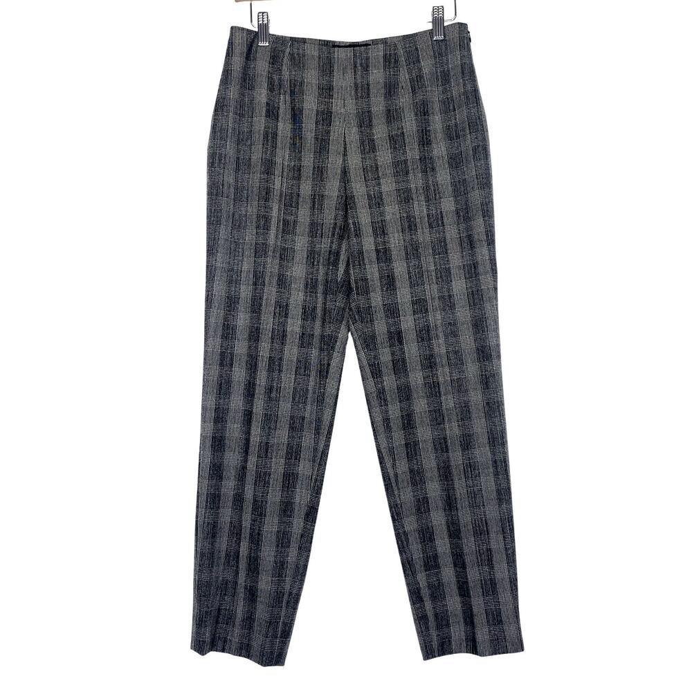 PIAZZA SEMPIONE Italy Glen Check Plaid Audrey Pants Gray Womens 8 Office Preppy